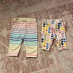 Set of two Colorful Striped and Heart Patterned Baby Leggings